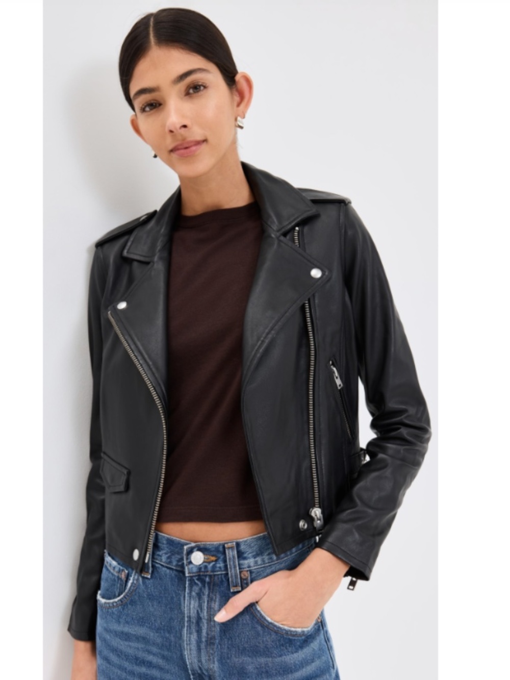 WALTER BAKER Leather biker jacket in Black